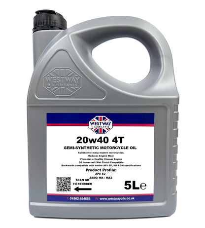 20W40 4T Semi Synthetic Motorcycle Oil 4-Stroke Engine Lubricant API SN JASO MA2
