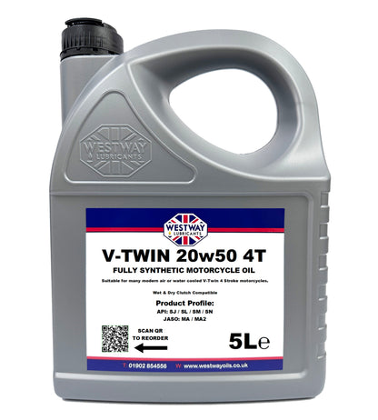 20W50 4T Fully Synthetic V-Twin Motorcycle Oil JASO MA2 API SN