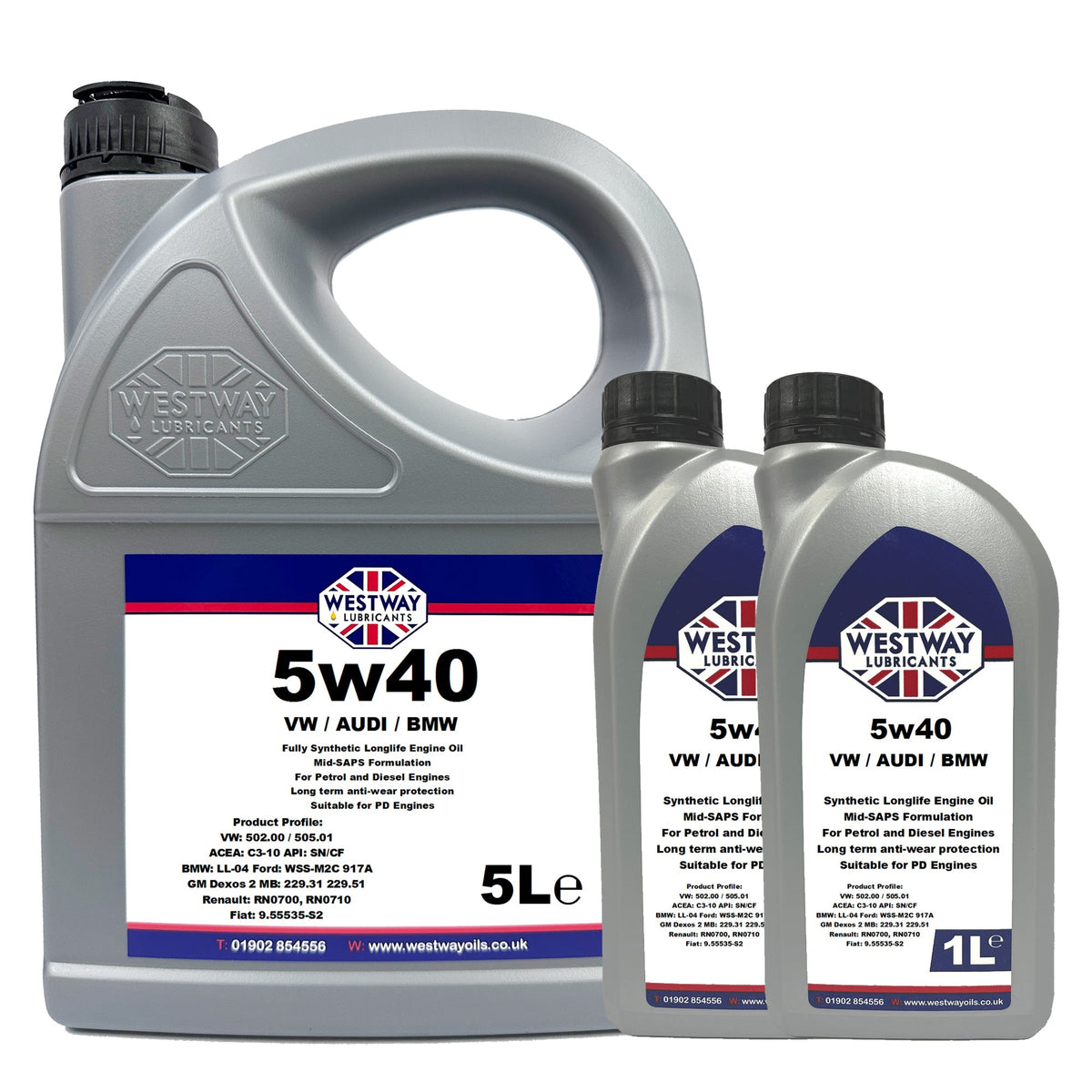 Fully Synthetic 5w40 C3 Engine Oil for BMW, VW, Skoda, Audi, Renault - VW 505.01