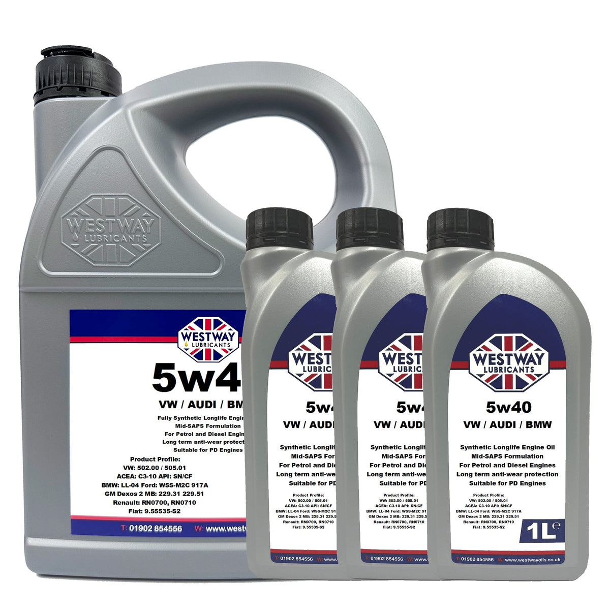 Fully Synthetic 5w40 C3 Engine Oil for BMW, VW, Skoda, Audi, Renault - VW 505.01