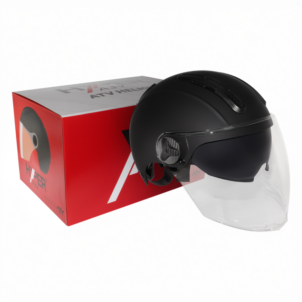 Hyper A3V ATV Helmet Large - UV380 Drop Down Visor Quad Bike UTV Safety Helmet