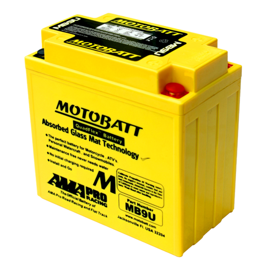 MotoBatt MB9U 12V 11Ah AGM Sealed Lead Acid Motorcycle Battery