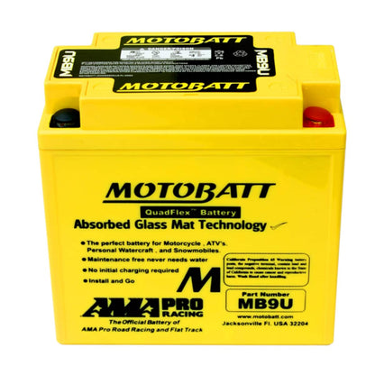 MotoBatt MB9U 12V 11Ah AGM Sealed Lead Acid Motorcycle Battery