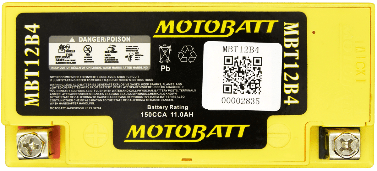 Motobatt MBT12B4 12V 11Ah AGM Motorcycle Battery
