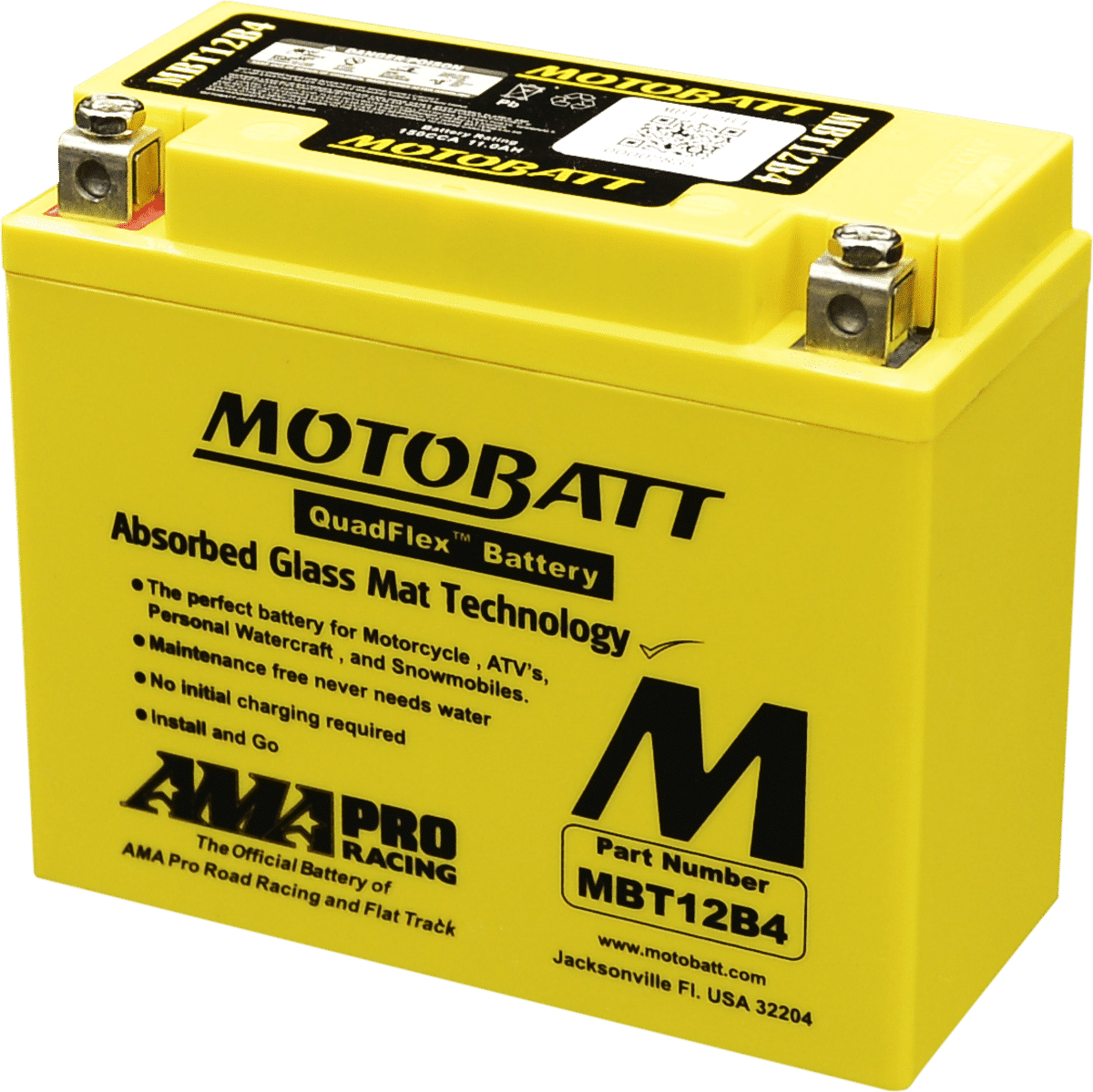 Motobatt MBT12B4 12V 11Ah AGM Motorcycle Battery
