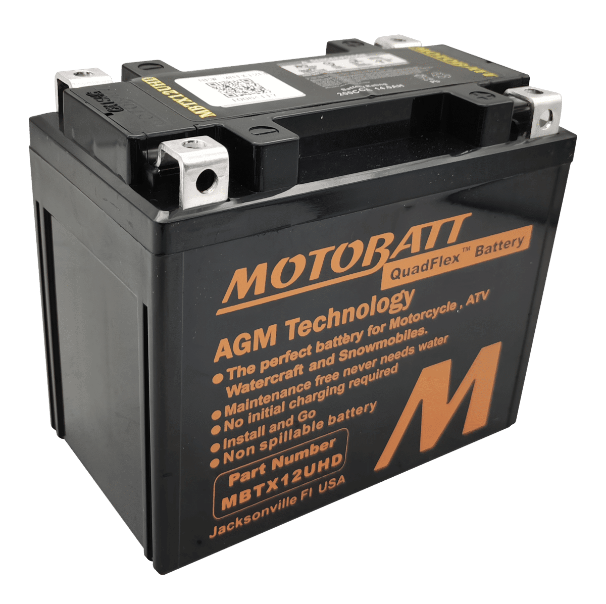 Motobatt MBTX12UHD 12V 14Ah Black AGM Motorcycle Battery