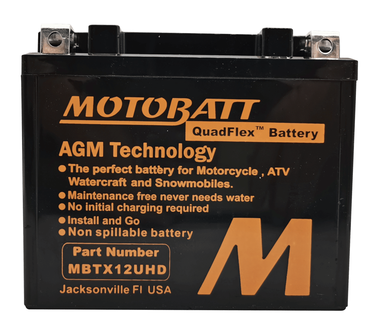Motobatt MBTX12UHD 12V 14Ah Black AGM Motorcycle Battery