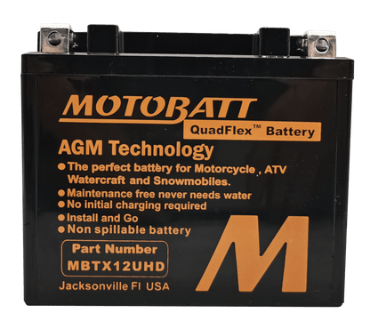 Motobatt MBTX12UHD 12V 14Ah Black AGM Motorcycle Battery