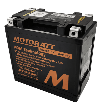 Motobatt MBTX12UHD 12V 14Ah Black AGM Motorcycle Battery