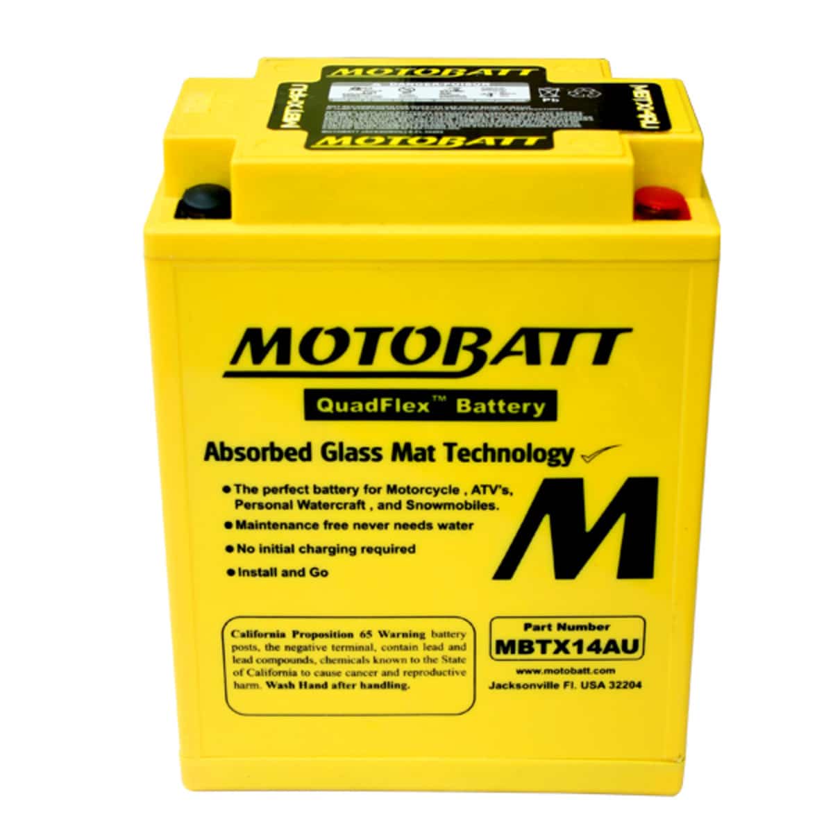Motobatt MBTX14AU 12V 16Ah AGM Motorcycle Battery Replacement