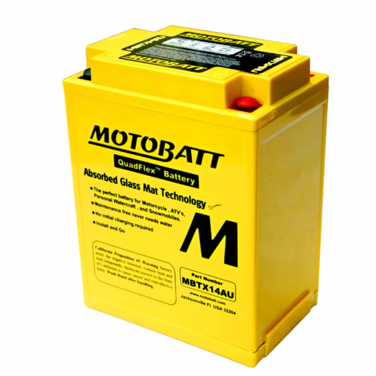Motobatt MBTX14AU 12V 16Ah AGM Motorcycle Battery Replacement