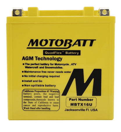 Motobatt MBTX16U 12V 19Ah AGM Motorcycle Battery