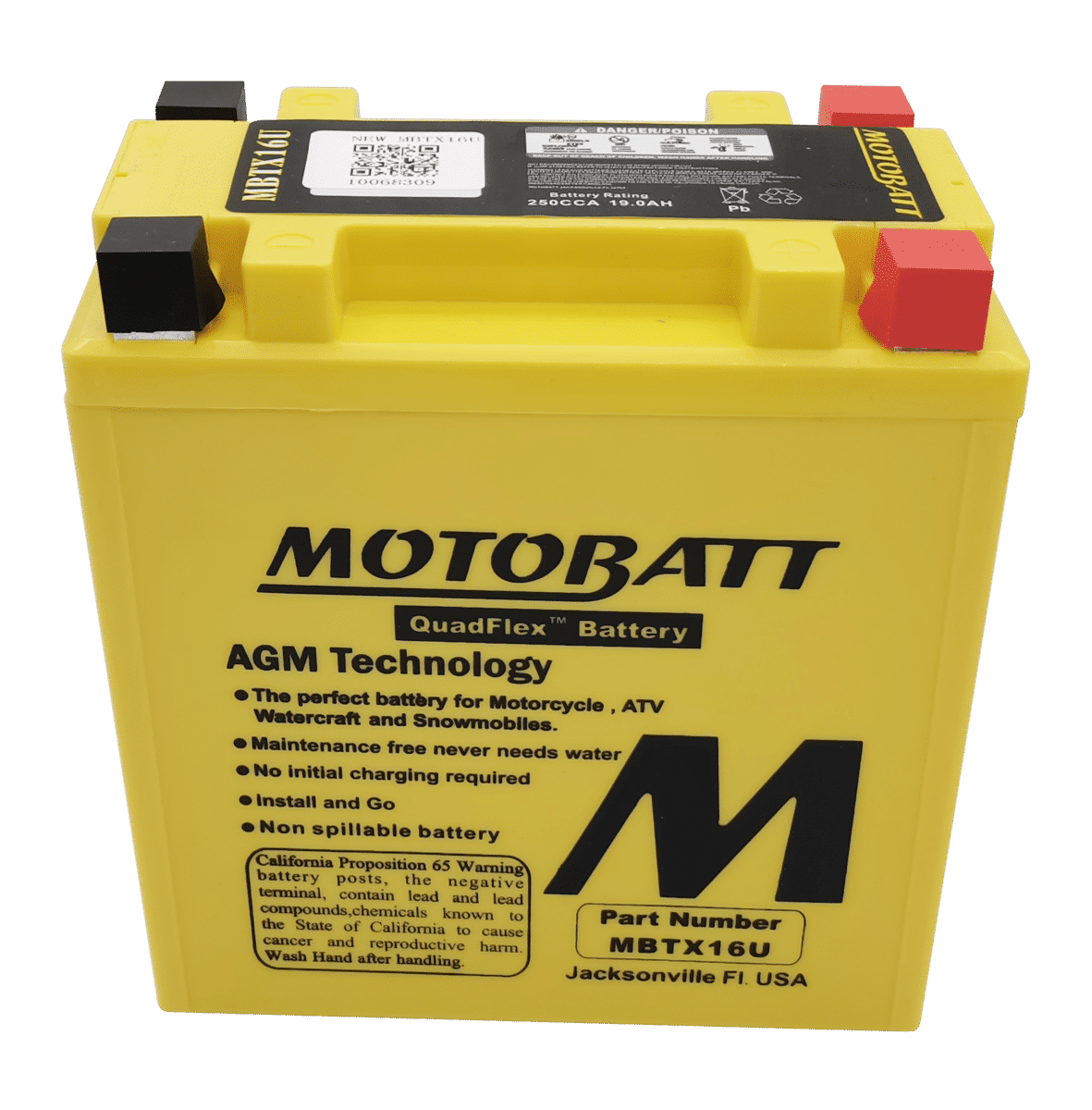 Motobatt MBTX16U 12V 19Ah AGM Motorcycle Battery