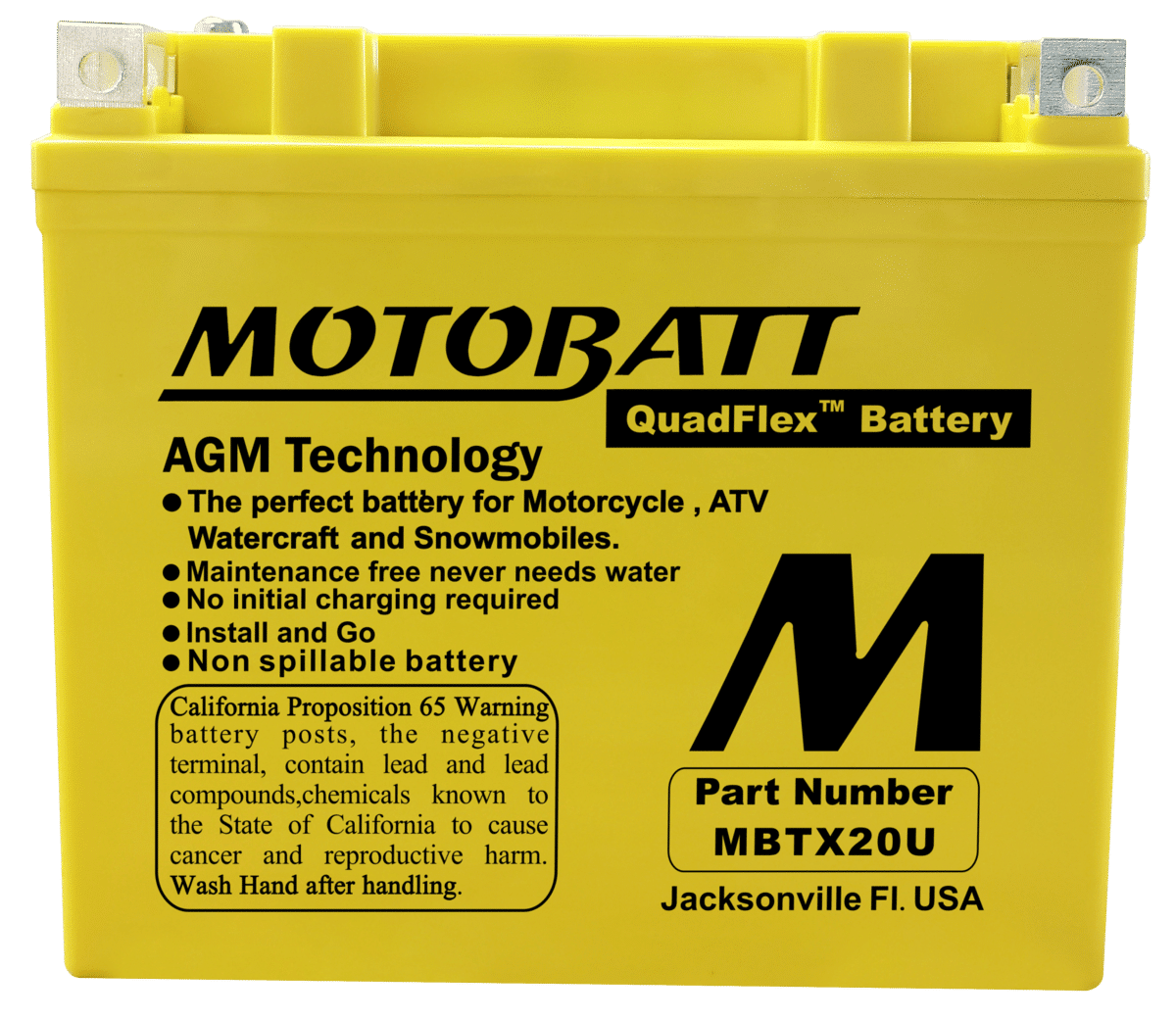 MotoBatt MBTX20U 12V 21Ah AGM Motorcycle Battery
