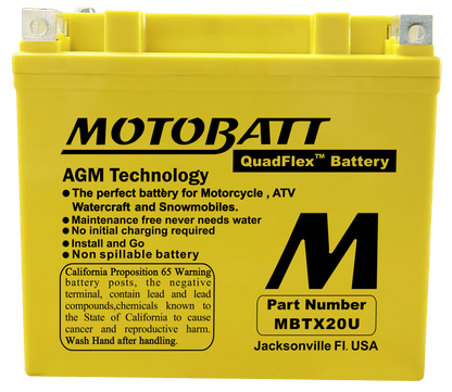 MotoBatt MBTX20U 12V 21Ah AGM Motorcycle Battery