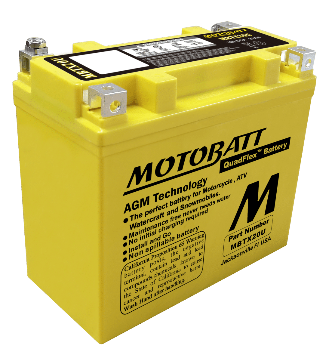MotoBatt MBTX20U 12V 21Ah AGM Motorcycle Battery
