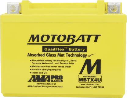 Motobatt MBTX4U 12V 4Ah AGM Powersport Battery