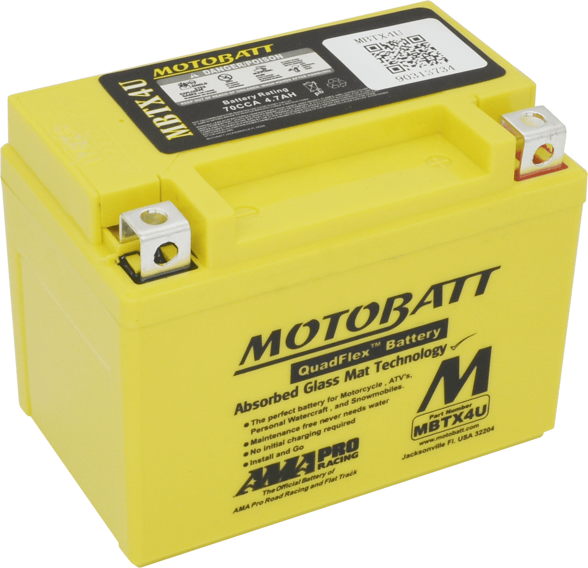Motobatt MBTX4U 12V 4Ah AGM Powersport Battery