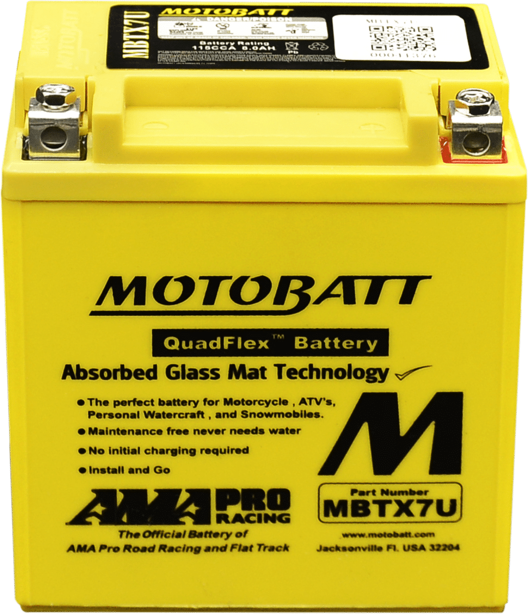 MotoBatt MBTX7U 12V 8Ah AGM Battery for Powersport Motorcycles
