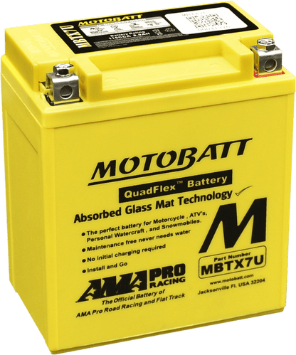 MotoBatt MBTX7U 12V 8Ah AGM Battery for Powersport Motorcycles