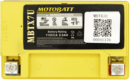 MotoBatt MBTX7U 12V 8Ah AGM Battery for Powersport Motorcycles