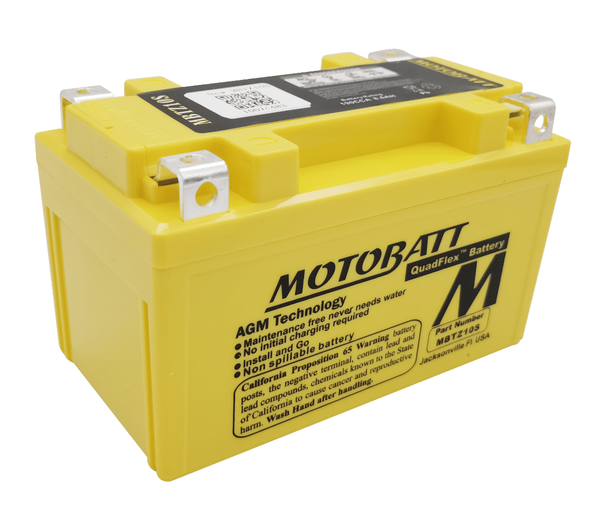 Motobatt MBTZ10S 12V 8.6Ah AGM Motorcycle Battery