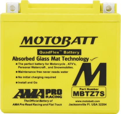 MotoBatt MBTZ7S 12V 6Ah AGM Replacement Battery for Motorcycles and Scooters