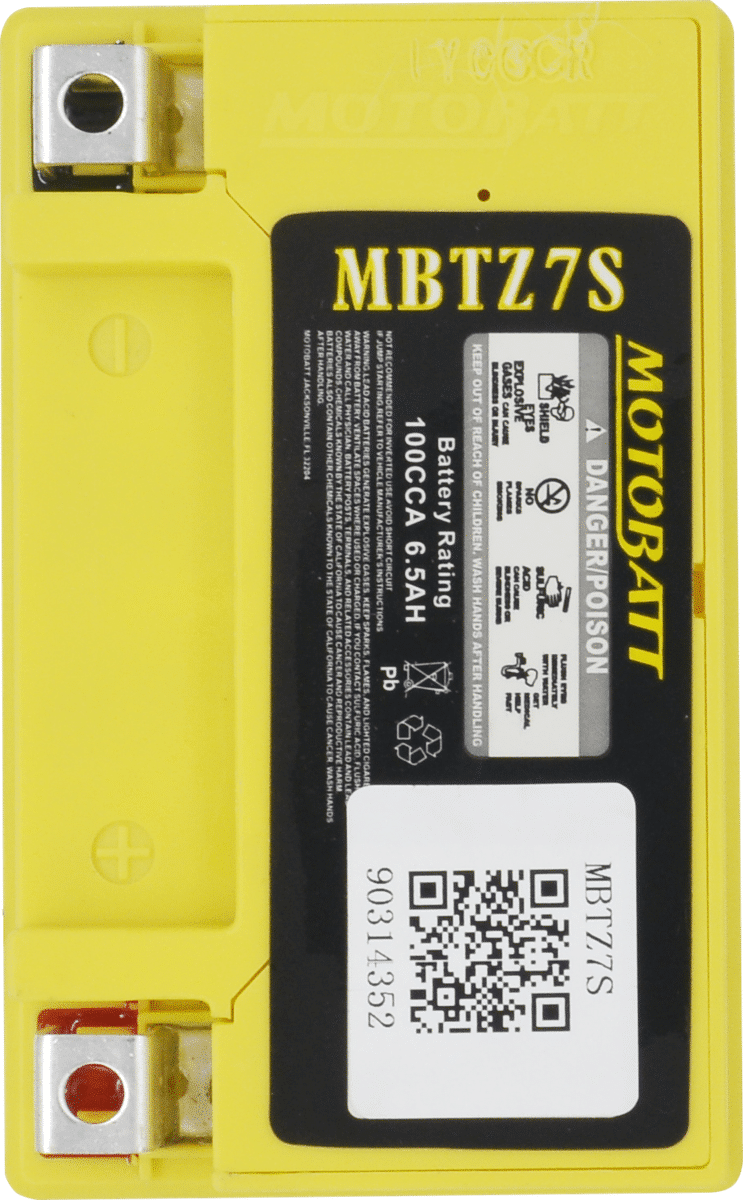 MotoBatt MBTZ7S 12V 6Ah AGM Replacement Battery for Motorcycles and Scooters