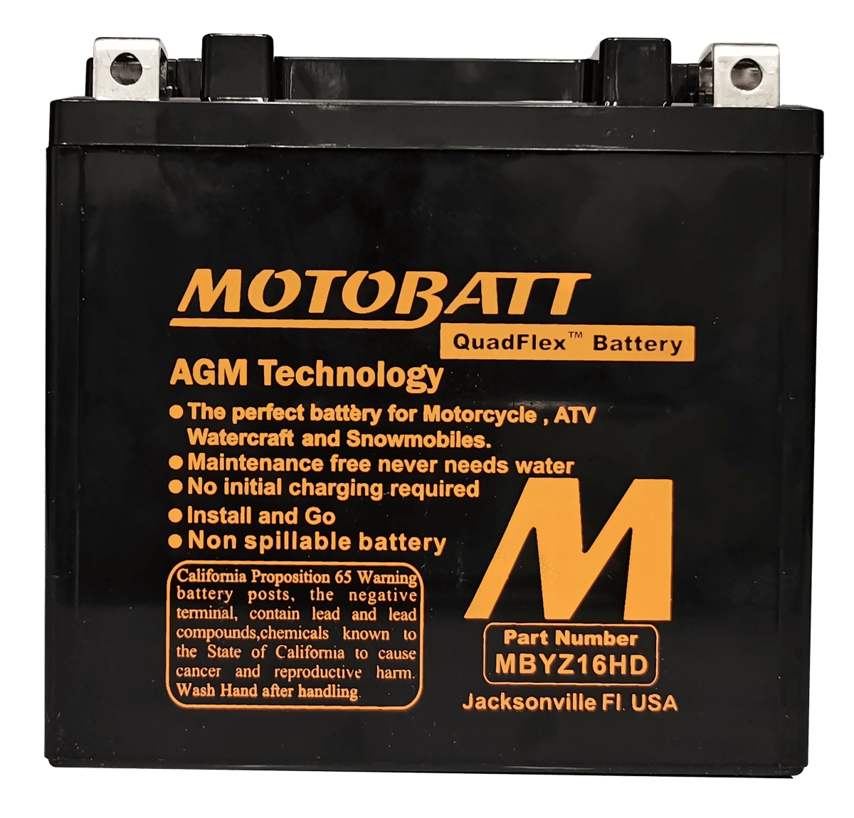 Motobatt MBYZ16HD 12V 16Ah AGM Sealed Lead Acid Battery