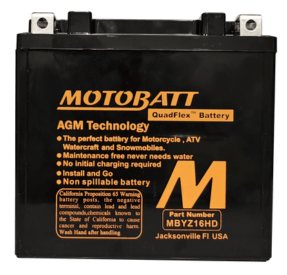 Motobatt MBYZ16HD 12V 16Ah AGM Sealed Lead Acid Battery