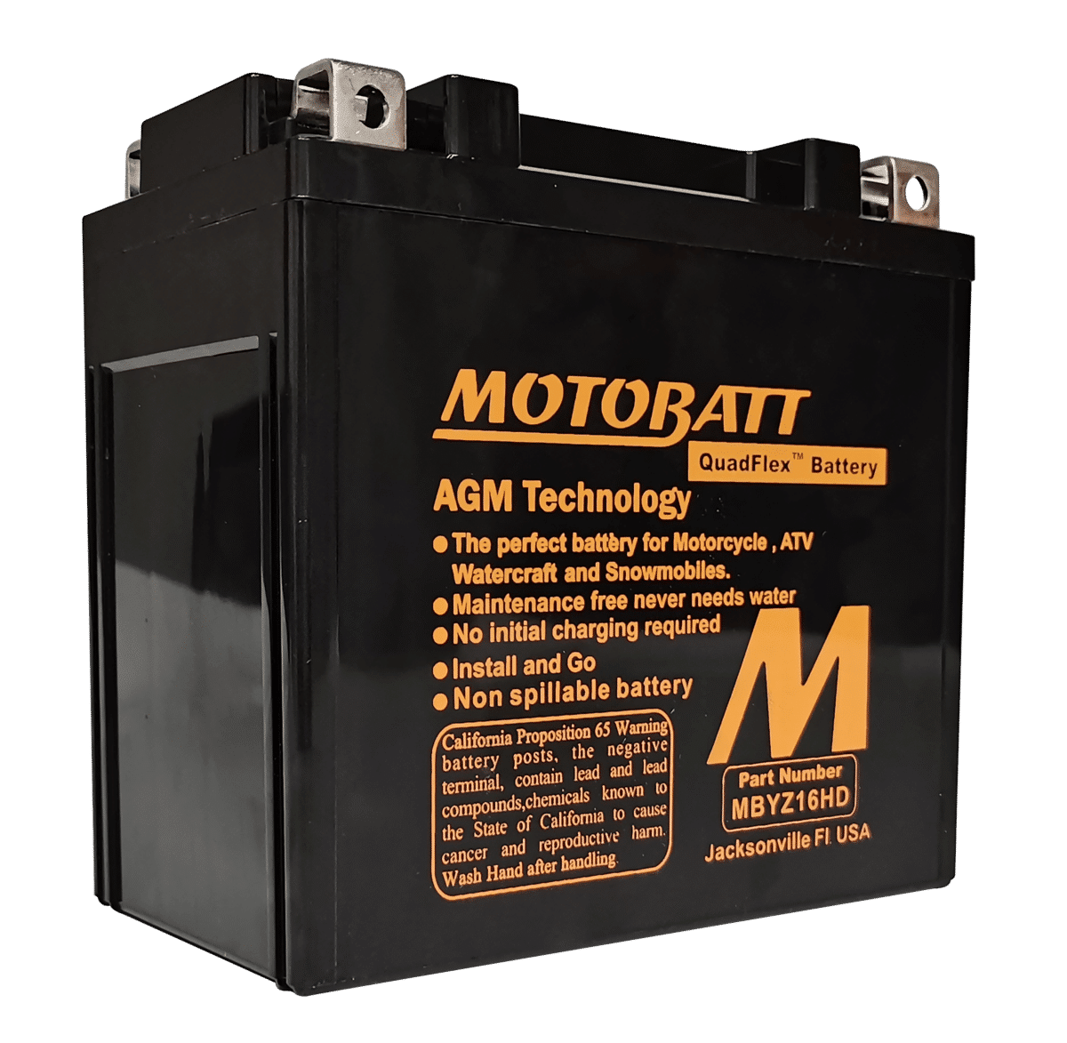 Motobatt MBYZ16HD 12V 16Ah AGM Sealed Lead Acid Battery