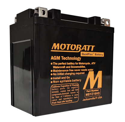 Motobatt MBYZ16HD 12V 16Ah AGM Sealed Lead Acid Battery