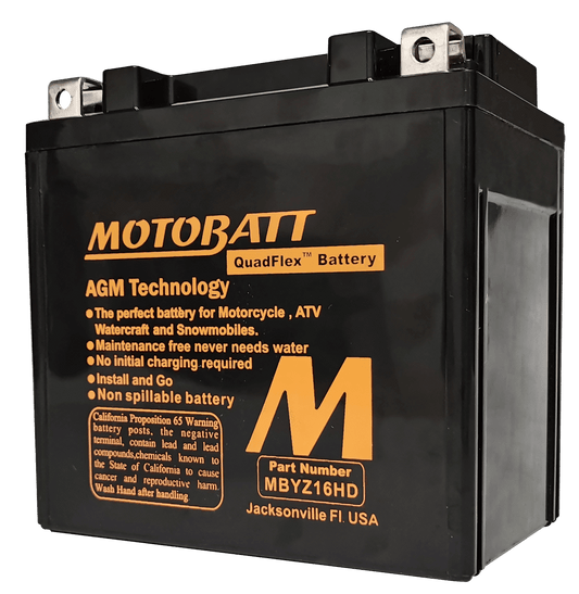 Motobatt MBYZ16HD 12V 16Ah AGM Sealed Lead Acid Battery
