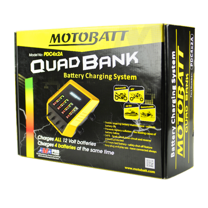 Motobatt 12V Quad Bank 4 Amp Battery Charger