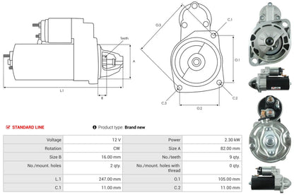 Starter Motor For VM Diesel Karache Engines OEM 0-001-223-022