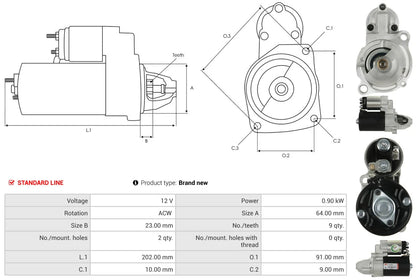 BMW R1200GS R1200RT HP2 R900 Starter Motor 12V 1.2kW | Replaces 12417712231
