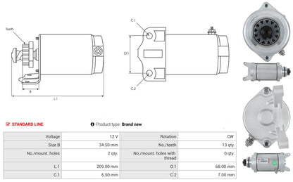 Starter Motor For Yamaha XV1100 / XVS1100 | 5EL-81890-00-00