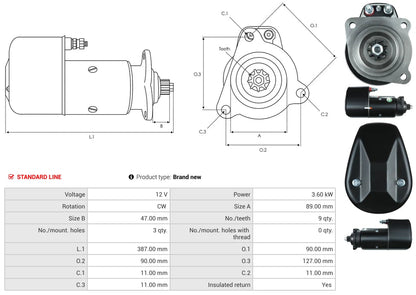 Starter Motor For Volvo Penta