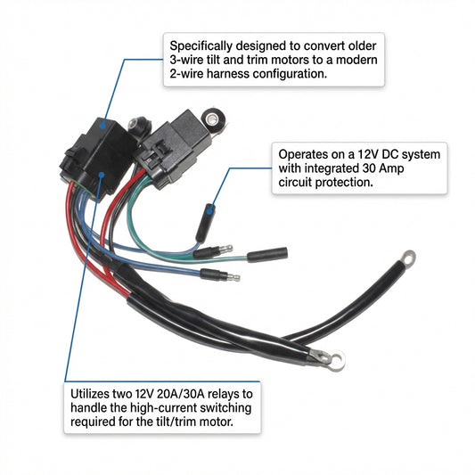 Tilt and Trim Motor Wiring Harness with Fuse and Relays