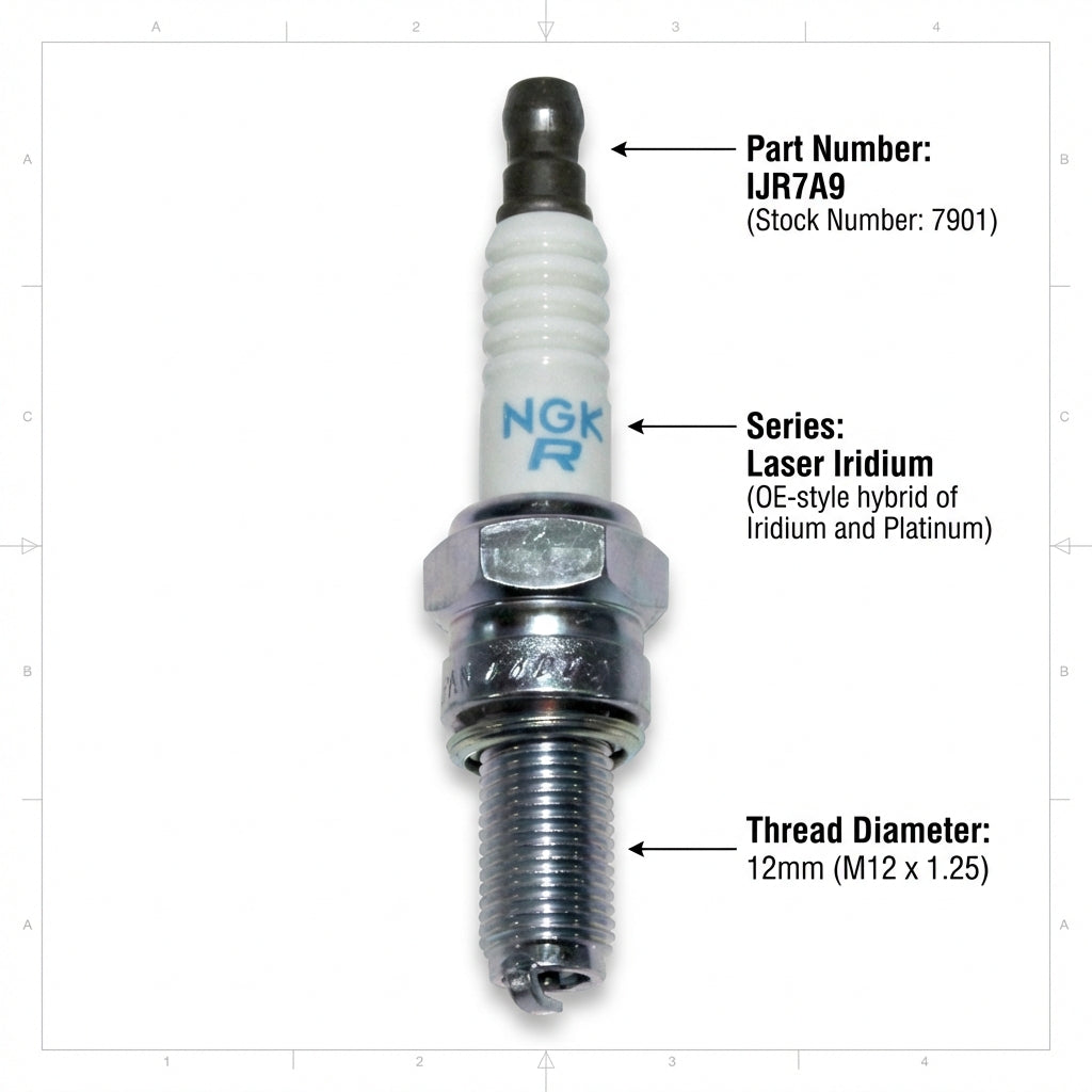 NGK Iridium Spark Plug IJR7A9 7901 - Honda TRX500 Foreman Rubicon Fitment