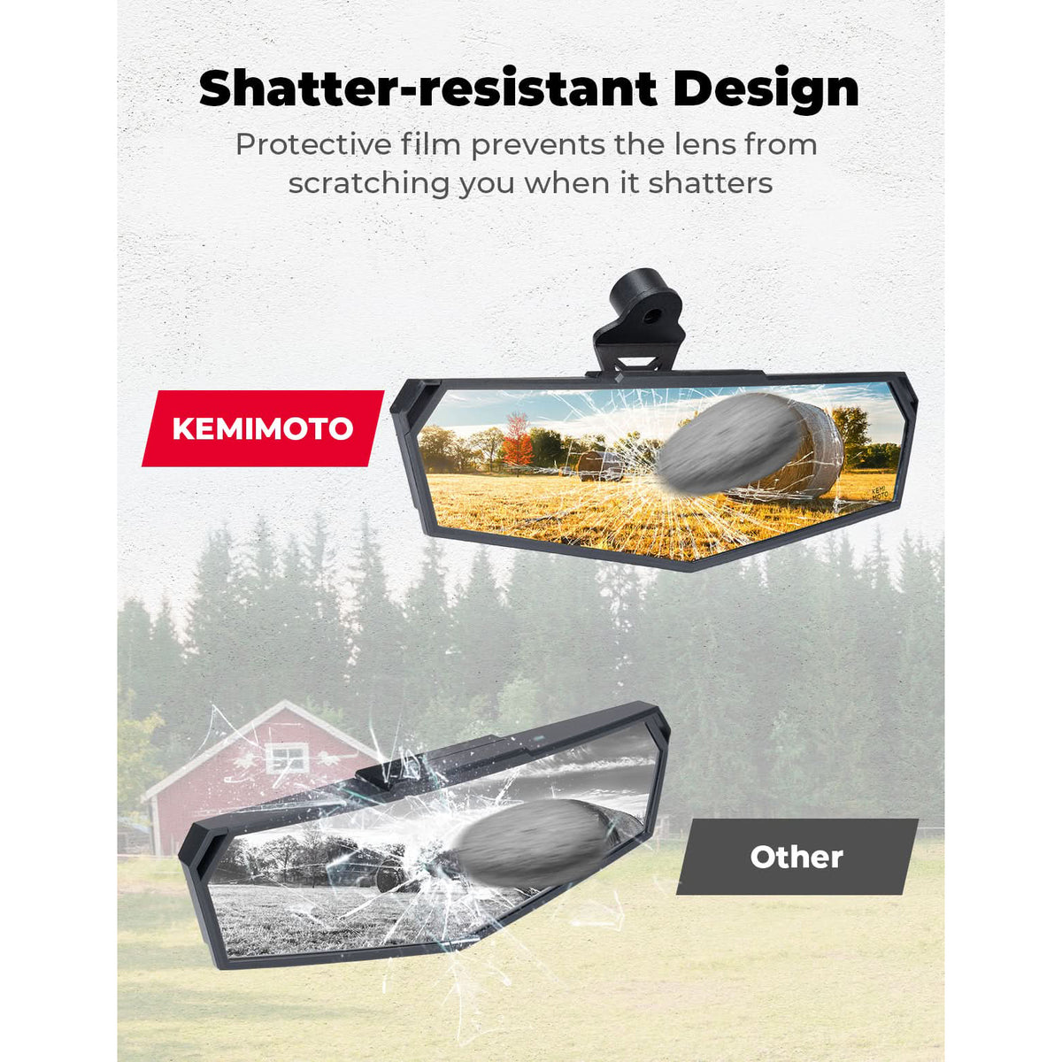 Centre Rear View Mirror for CFMoto UFORCE & ZFORCE UTV - 3