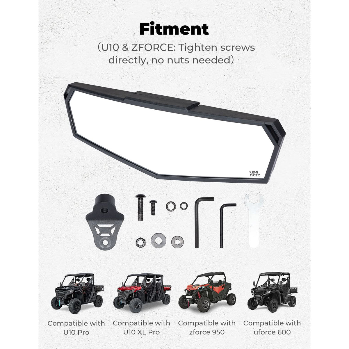 Centre Rear View Mirror for CFMoto UFORCE & ZFORCE UTV - 5