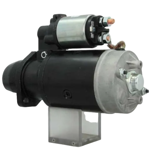Car starter motor on a white background