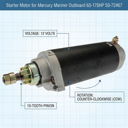 Starter Motor for Mercury Mariner Outboard 65-175HP 50-72467 Marine Engine