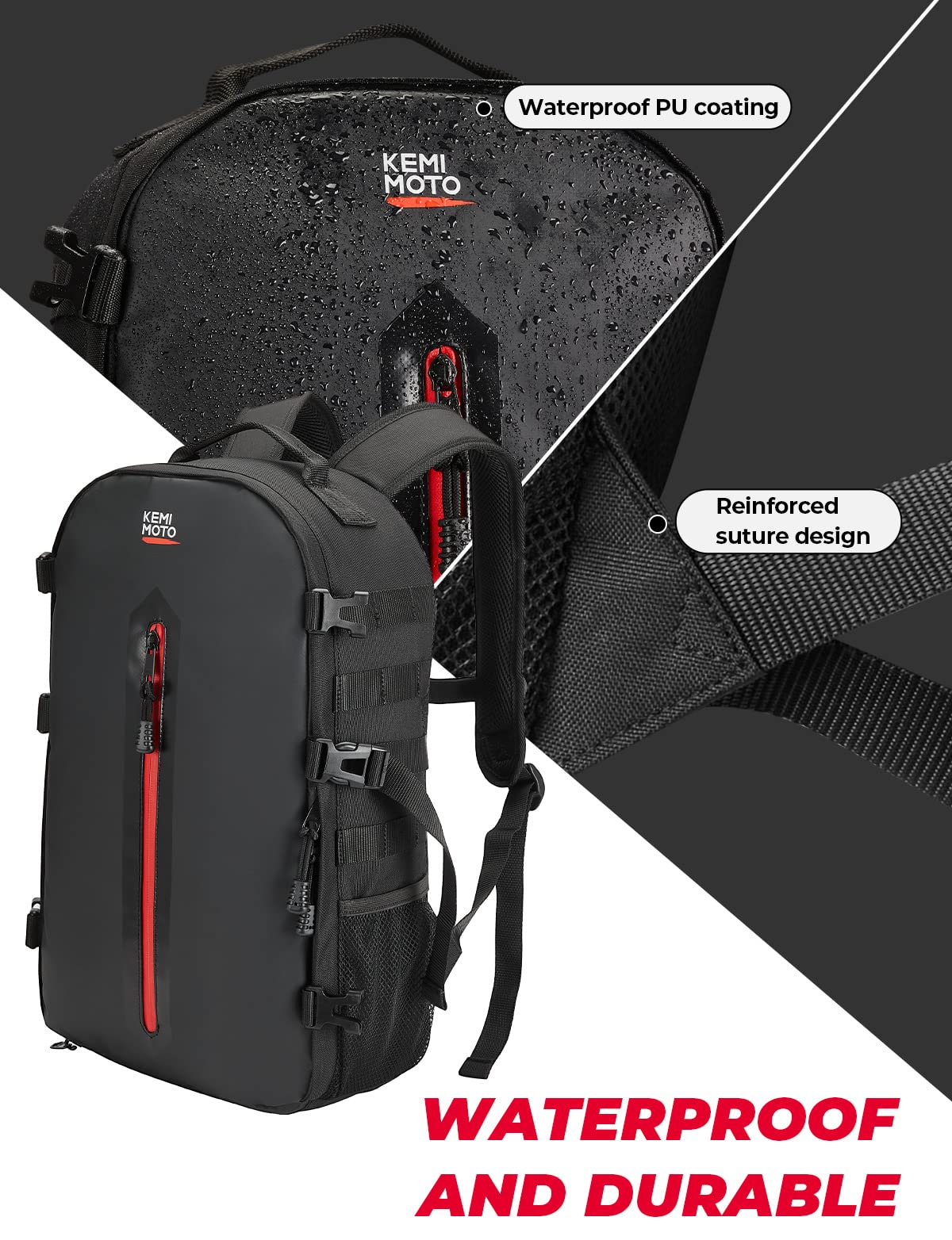 Kemimoto 20L Motorcycle Helmet Bag with Hidden Helmet Net and Waterproof Zipper