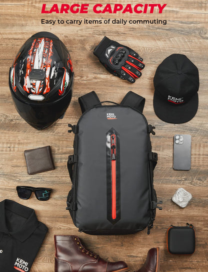 Kemimoto 20L Motorcycle Helmet Bag with Hidden Helmet Net and Waterproof Zipper