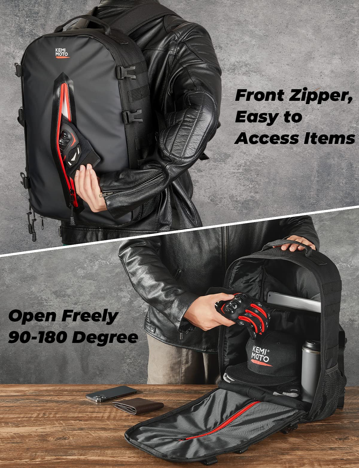 Kemimoto 20L Motorcycle Helmet Bag with Hidden Helmet Net and Waterproof Zipper