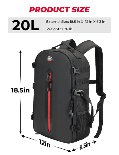 Kemimoto 20L Motorcycle Helmet Bag with Hidden Helmet Net and Waterproof Zipper