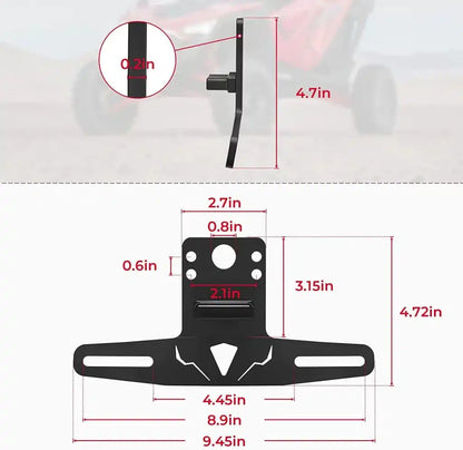 Aluminium LED Number Plate Holder 12V for ATV Quad UTV Trailer