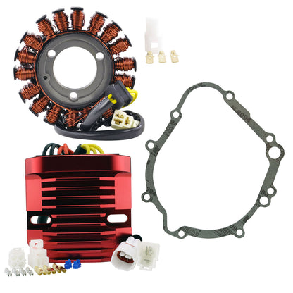 Kit Stator + CNC Red Machined Aluminum Mosfet Regulator + Gasket for GSXR 600 / 750 2006-2